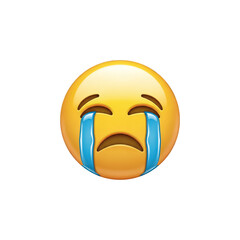 A yellow emoji with tears streaming down its face against a solid black background representing sadness