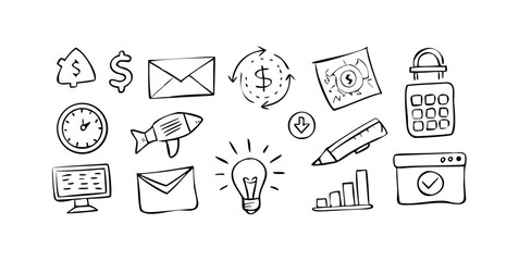 Fototapeta premium Business Icons Collection doodles finance