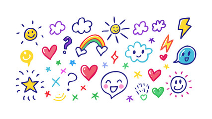 Cheerful doodle elements illustration colorful