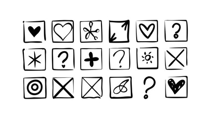Collection of Hand Drawn Symbols icons hearts