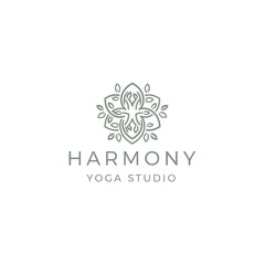 Elegant logo for a yoga studio. Features a serene mandala design symbolizing harmony and balance.