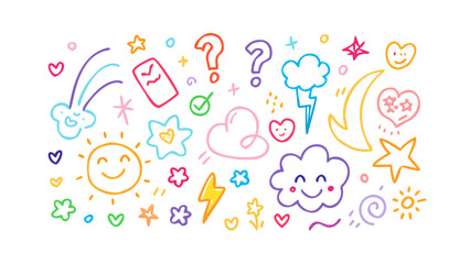 Colorful doodle elements with a white background vector