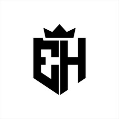 EH Vector image of a shield with a sharp geometric style and a pointed crown