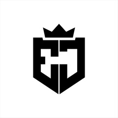 EJ Vector image of a shield with a sharp geometric style and a pointed crown