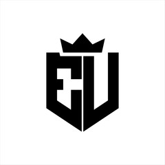 EU Vector image of a shield with a sharp geometric style and a pointed crown