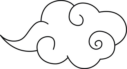 Minimalist Oriental Cloud Graphic with Flowing Tail