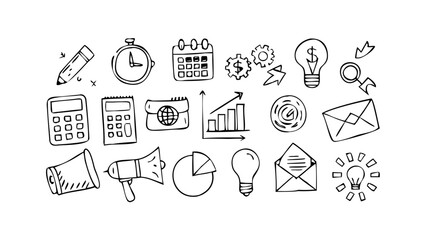 Hand Drawn Business Doodle with Lightbulb idea