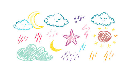 Hand Drawn Weather Elements clouds moon