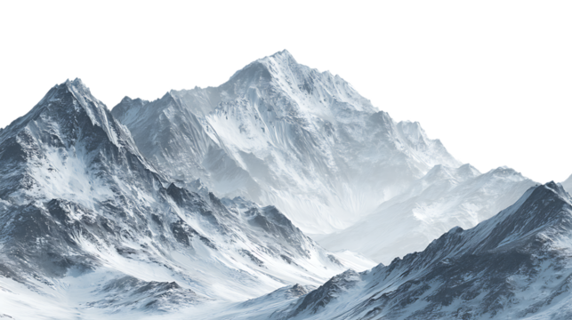 Snowy mountain peaks isolated on transparent background. - Powered by Adobe