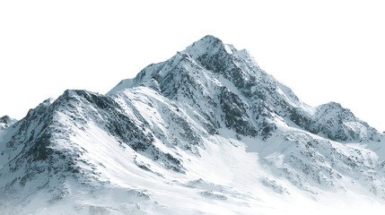 Snowy mountain peak isolated on transparent background.