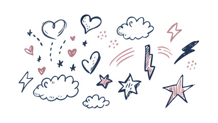 Muted Retro Doodle Elements vintage muted colors