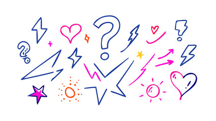 Neon Doodle Icons symbols lightning bolt