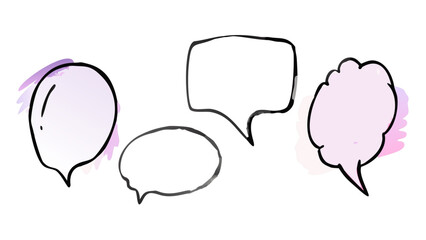 Pastel speech bubbles with watercolor accents conversation