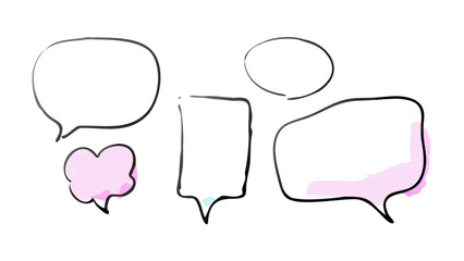 Pastel watercolor speech bubbles and shapes pink