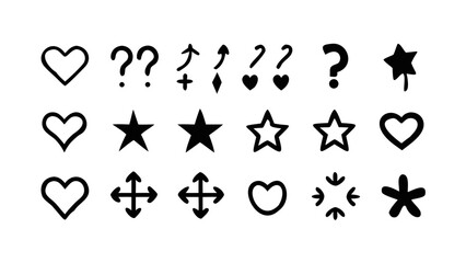 Playful Hearts Stars Arrows Question Marks Icons vector