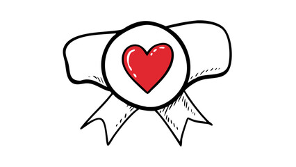 Red heart doodle love symbol