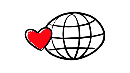 Red heart doodle love symbol