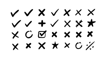 Various Symbols and Marks check mark cross