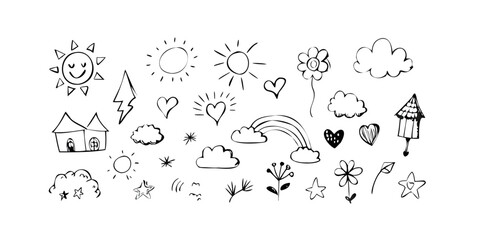 Whimsical Doodle Elements sketch drawing