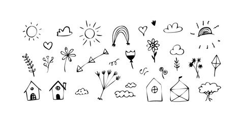 Whimsical Doodle Elements playful black