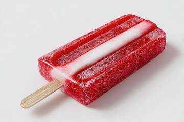 Red and white popsicle on a light background