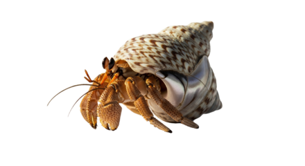 Hermit Crab in its Shell: A Study in Coastal Adaptation and Natural Camouflage showcasing the intricate relationship between a crab and its