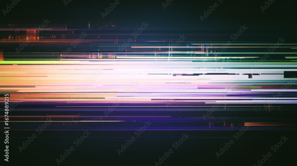 Poster abstract background with glitch effect and horizontal lines