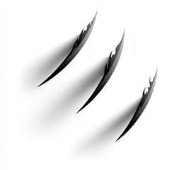 Three claw marks on a white background, with dramatic shadows