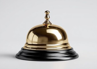 Polished gold service bell on a dark base
