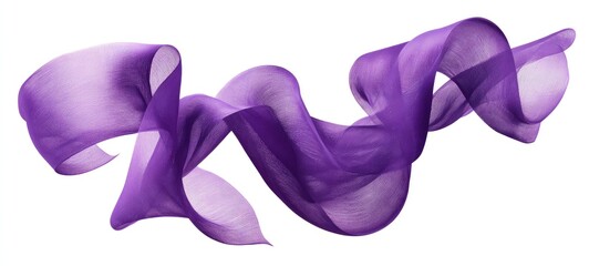 Purple fabric swirled in elegant folds against a white background