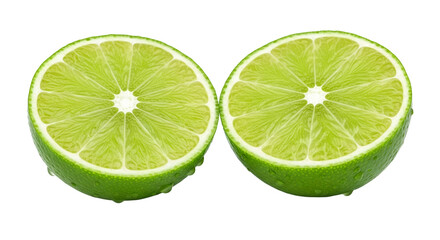 Vibrant halves of juicy green lime showcasing freshness and citric beauty, ideal for culinary illustrations and healthy lifestyle content with