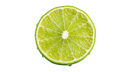 Vibrant green lime half showcasing juicy pulp and refreshing texture against a pristine white backdrop adding a zesty touch perfectly suited for
