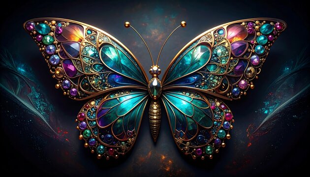 Ornate butterfly brooch with jewels
