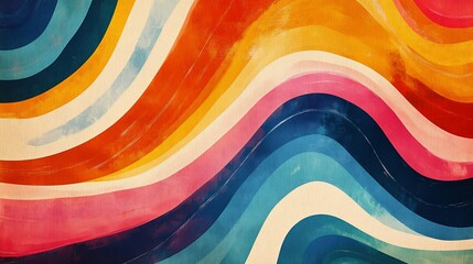 Vibrant Abstract Waves of Color, A Retro-Inspired Background Design