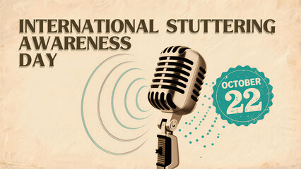 Fototapeta premium Retro microphones and sound waves represent the vocalization and propagation of stutterers, used in the International Stuttering Awareness Day speech advocacy scene.