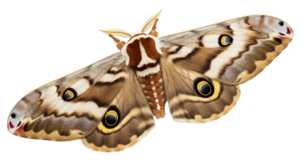 Detailed view of a magnificent moth with intricate wing patterns, showcasing nature's beauty and design in exceptional clarity.  The exquisite