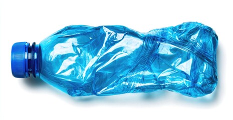 Fototapeta premium Crushed blue plastic water bottle (2)