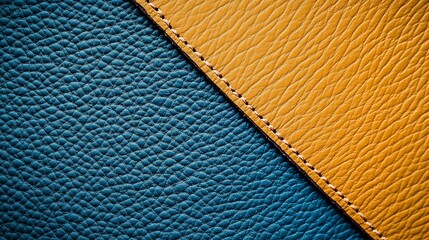 Contrasting Two-Tone Leather Texture with Stitching Detailing in Close-Up