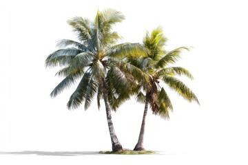 Obraz premium Two coconut palms against a white background