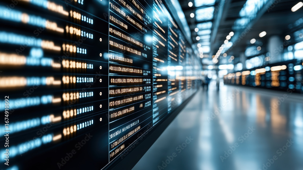 Poster digital display of economic data financial information data visualization technology impact