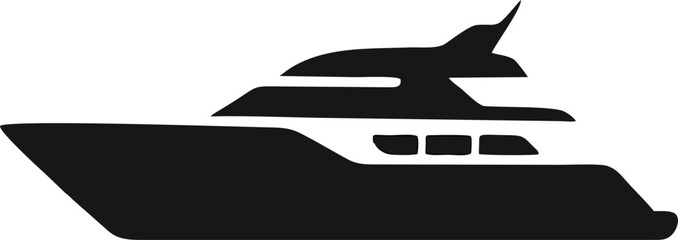 Yacht Silhouette – Flat Vector Luxury Boat Transport Icon