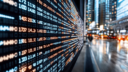 Digital data display reflecting economic trends and market fluctuations