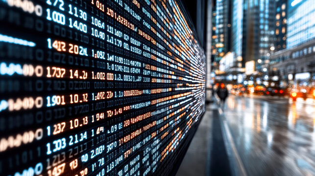 Digital data display reflecting economic trends and market fluctuations - Powered by Adobe