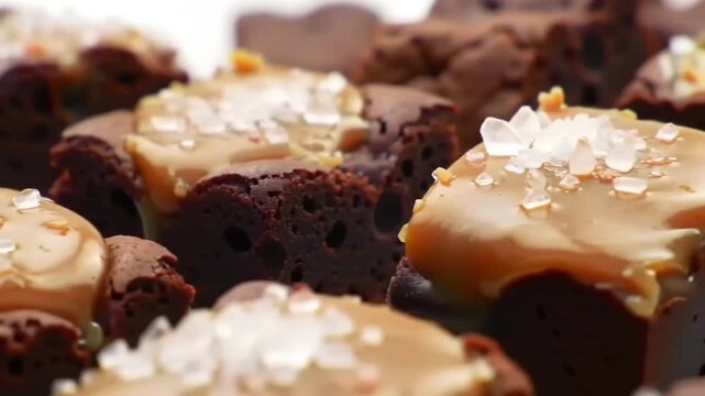 Closeup caramel brownies dessert photography