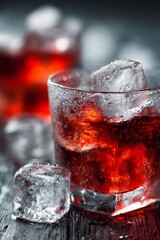 Three glasses of vibrant red drinks with ice, creating a refreshing mood.