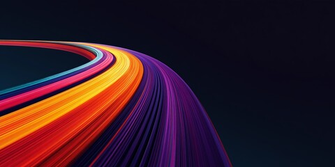 Colorful curved lines in vibrant shades against a dark background.