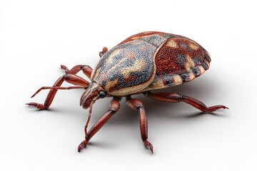 Close-up of a reddish-brown insect with mottled markings