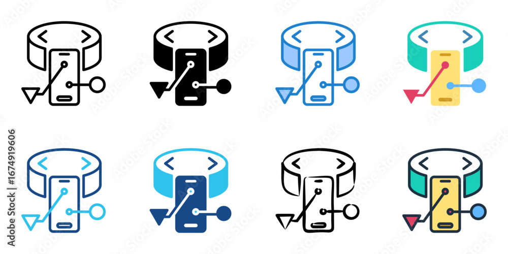 Poster augmented reality overlay icon set multiple style collection