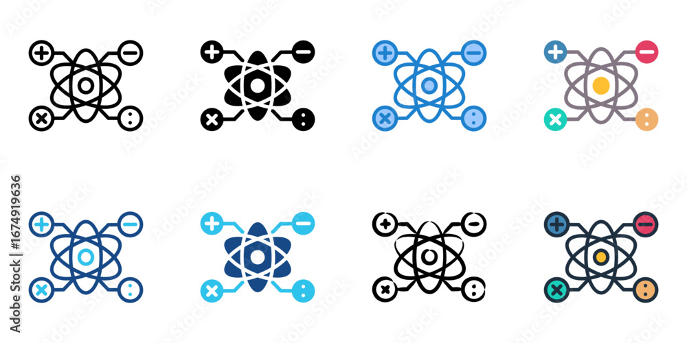 Poster quantum computing icon set multiple style collection