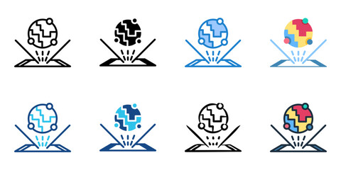 Holographic Display icon set multiple style collection 
